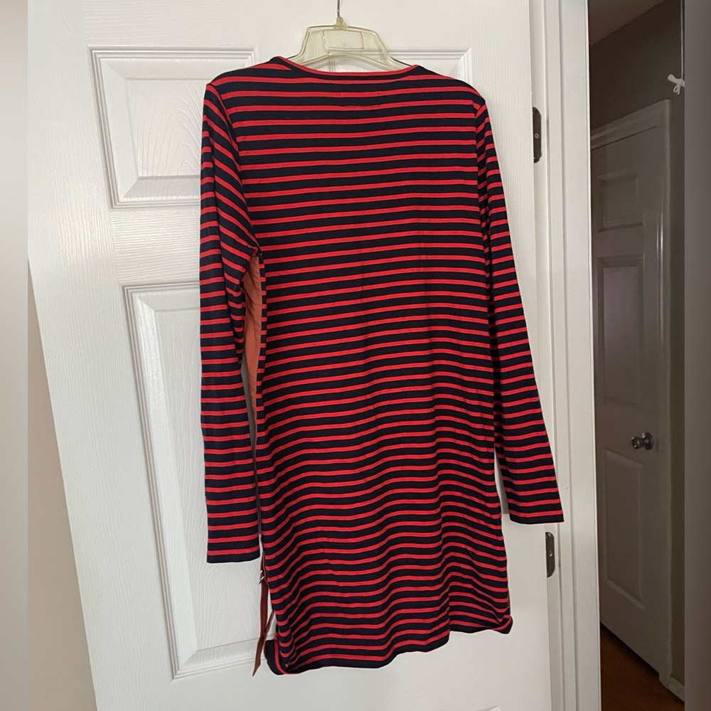 Derek Lam 10 Crosby Striped T-Shirt Dress with Straps - Picture 4 of 6